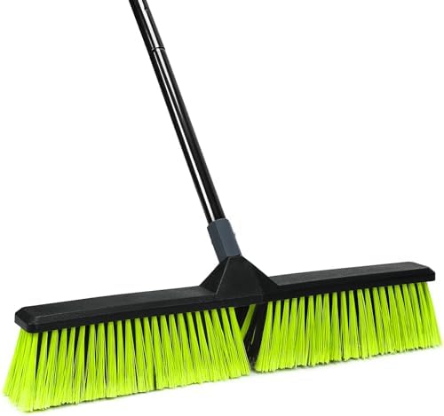 24-Inch Push Broom Outdoor with Stiff Bristle, Heavy Duty Broom Brush with 63” Long Handle for Deck Patio Driveway Garage Warehouse Shop Floor Sweeping & Scrubbing by KalTell
