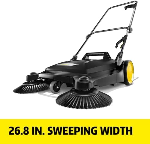 Kärcher Walk Behind Outdoor Push Sweeper S 4 Twin Go!Further for Workshops, Sidewalks, Driveways or Garages with Debris Grabber 5.25 Gallon Capacity, 26.8" Sweeping Width - Image 4