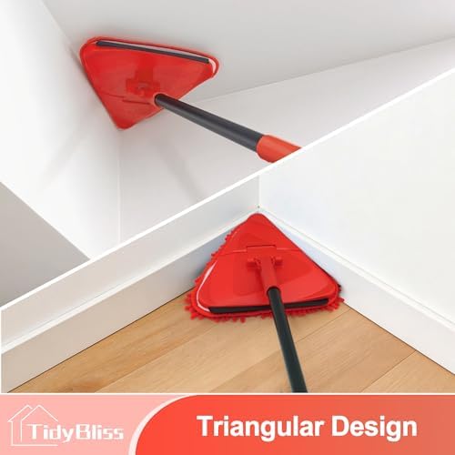 TidyBliss Upgraded Foldable Wall Cleaning Mop with 80” Long Handle (Red) - Image 6