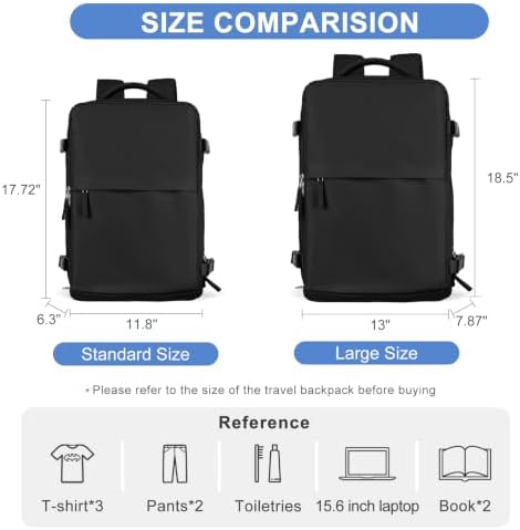 coofay Large Travel Backpack For Women Airline Approved Carry On Waterproof Sports Luggage Casual Daypack Small Hiking Backpack Black - Image 3