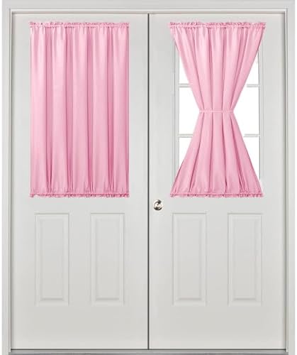 Hiasan French Door Curtains Privacy, Light Pink, 52W x 40L, 1 Panel - Image 2