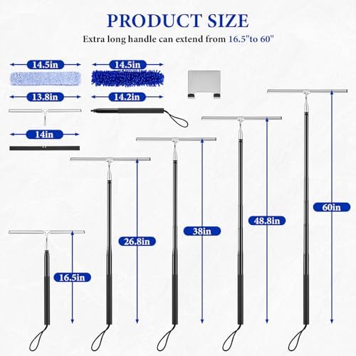 2-in-1 Window Shower Squeegee with Extension Pole for Glass Doors - Image 2