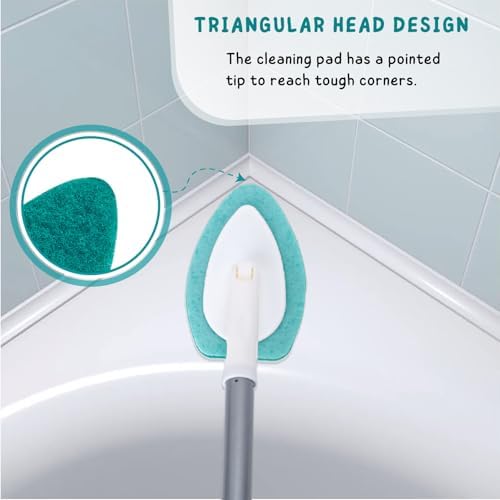 Shower Scrubber with Long Handle, 47'' Bathtub Scrub Brush with 6 Pads - Image 5