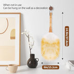 Lambswool Duster for Cleaning with Solid Wooden Handle Leather Hang Strap 14.9 inch Natural Feather Duster for Cleaning Ceiling Fans Window Blinds Computer Furniture(2 Pack) - Image 2