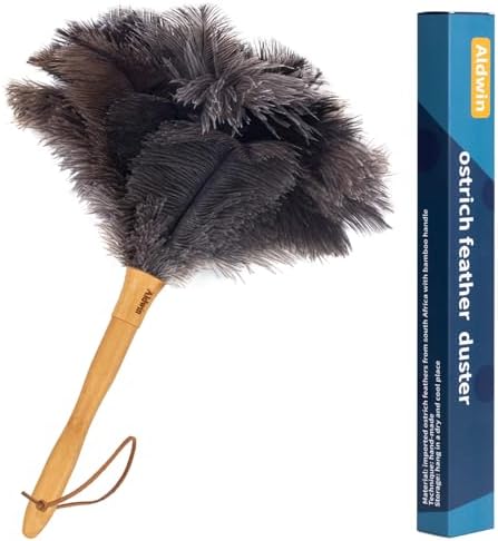 Genuine Ostrich Feather Duster with Wood Handle, 16 inch Gray by AldwinOstrichFeatherDuster