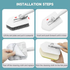 nacena Shower Scrubber with Long Handle, 4 in 1 Tile Tub Scrubber Brush with 3 Detachable Cleaning Shower Heads and Floor Squeegee Shower Cleaner Brush for Bathroom Kitchen Tub Sink Floor, Grey White - Image 6