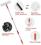 Squeegee for Window Cleaning, 12" Squeegee and 11" Microfiber Scrubber Combi with Stainless Steel Pole, Extendable Window Cleaner for Car, Sliding Door, Shower Glass Door-Swivel Style-2 Pads - Image 7