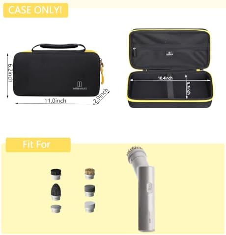 Tourmate Hard Storage Case Compatible HOTO Cordless Electric Spin Scrubber,Travel Box for Bathroom Cleaning Brush（Case Only） (Black & Yellow) - Image 5