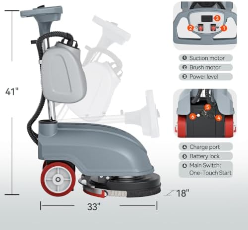 16'' Commercial Floor Scrubber Machine Walk Behind - Image 5