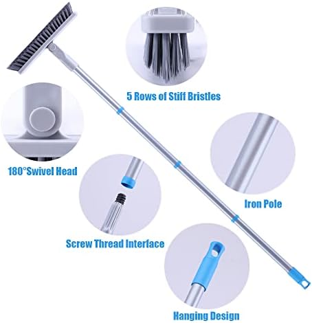 YONILL Grout Brush with Long Handle - Heavy Duty Grout Cleaner Brushes for Tile Floors, Swivel Stiff Bristles Floor Scrubber Cleaning Tool, Floor Scrub Brush for Shower, Kitchen, Baseboards and Corner - Image 5