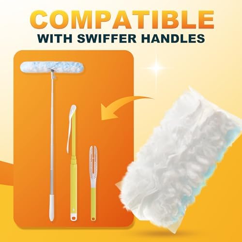 JOYMOOP Disposable Duster for Cleaning, with 2 Handles & 24 Ct Blue Heavy Duty Refills for Swiffer Feather Duster, Household Cleaning Tool for Electronics, Dusting Furniture, Blinds, Pet Hair - Image 6