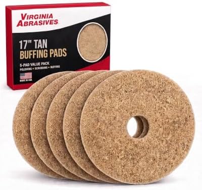 Tan Floor Maintenance Pads, Light Buffing, Cleaning & Scrubbing, 17" 5 Pack by VirginiaAbrasives