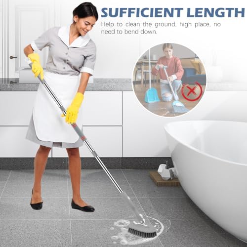 SetSail 4-in-1 Tile Tub Floor Scrubber with V-Shaped Grout Brush, Gray - Image 7
