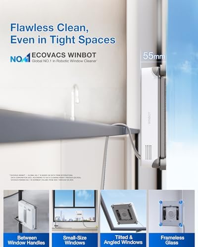 ECOVACS (2026 Version) WINBOT Mini Window Cleaning Robot - Compact Design, Dual Nozzles with Ultrasonic Spray, 9-Stage Protection System, Intelligent Path Planning, 3 Cleaning Modes - Image 2