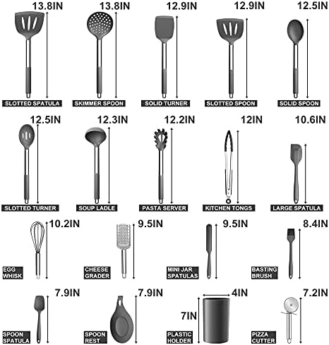 E-far Silicone Cooking Utensils Set, 30-Piece Gray Kitchen Utensils Set - Image 2