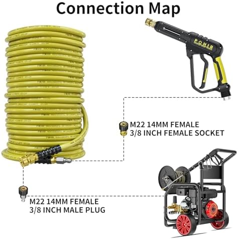 POHIR 100ft Pressure Washer Hose 3/8" 4800 PSI with 3/8 Quick Connect - Image 6