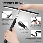 Long Handle Shower Squeegee for Glass Doors, 15-51" Telescopic Window Squeegee with Extension Pole, 2-1 Extendable Bathroom Squeegee with Fiber Scrubber for Shower Glass, Mirrors, Tile Walls & Windows - Image 7