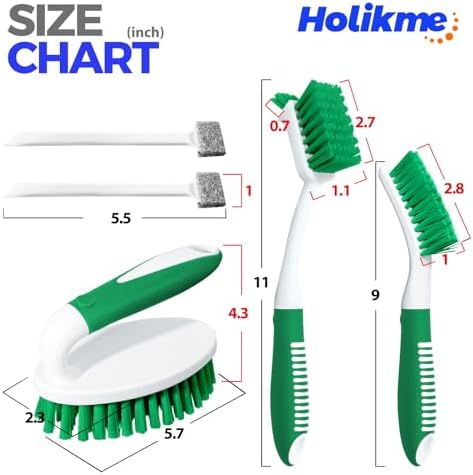 Holikme 5 Pack Cleaning Brush Scrub Brush Kitchen Brush for Floor,Green - Image 6