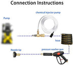 Sooprinse Chemical Injector Kit for High Pressure Washer, 4000 PSI Adjustable Soap Dispenser with a 1/4 Inch Black Soap Nozzle and Teflon Tape, 16 Ft Siphon Hose, 3/8 Inch Quick Connect - Image 2