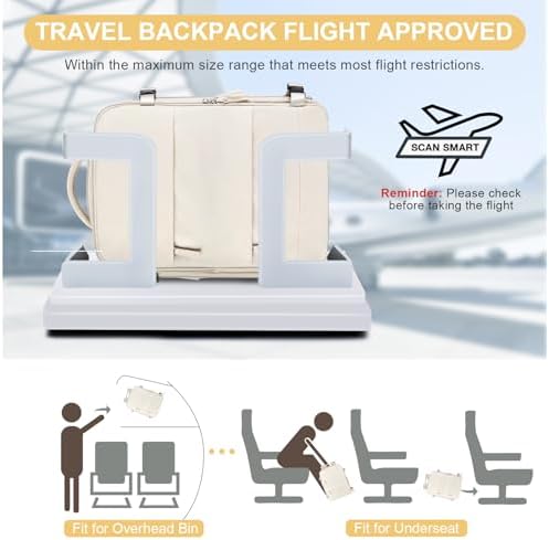 coofay Large Travel Backpack Carry on Flight Approved Mochila De Viaje Personal Item Backpack for Airlines Frontier Airlines Personal Item Bag Large Backpack for Travel Backpacks for Men Women Beige - Image 2