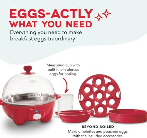 Dash Rapid Egg Cooker, 7 Hard Boiled Eggs, Red - Image 4
