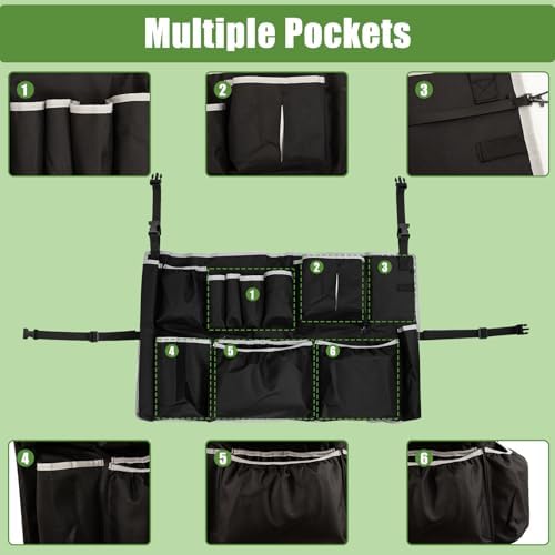 13-Pocket Trash Can Caddy Bag for 32-55 Gallon Bins, Grey Trim - Image 4