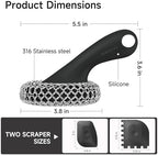 SUBEKYU Cast Iron Scrubber with Silicone Handle, Stainless Steel Skillet Cleaner for Cast Iron Pans (Black Scrubber + Scraper) - Image 6