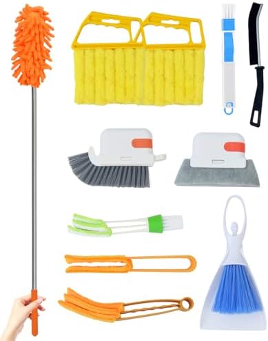 11 Pcs Blind Cleaner Duster Tool Kit – Mini & Window Blinds Cleaner Brush Set, Air Vent & Track Cleaning Tools, Window Groove & Sill Scrubber for Home, Car, AC, Sliding Doors - Yellow by Unknown