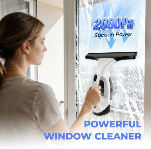 Window Vacuum Squeegee Cordless, Electric Window Cleaner with 2000Pa Suction, 280mm Wide Blade, 150ml Tank for Shower Glass, Mirrors, Tiles & Car Windows - Image 6