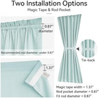 Vatge Light Blue French Door Curtain Panel for Front Door - Dual Rod Pocket Drapes for Living Room Glass Door, 1 Panel, W54 x L72, Aqua - Image 2