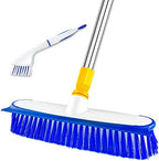 Floor Scrub Brush - 2 in 1 Deck Scrub Brush with Long Handle for Tile, Deck, Patio, Marble, Garage, Wall, Kitchen, Bathroom by ITTAHO