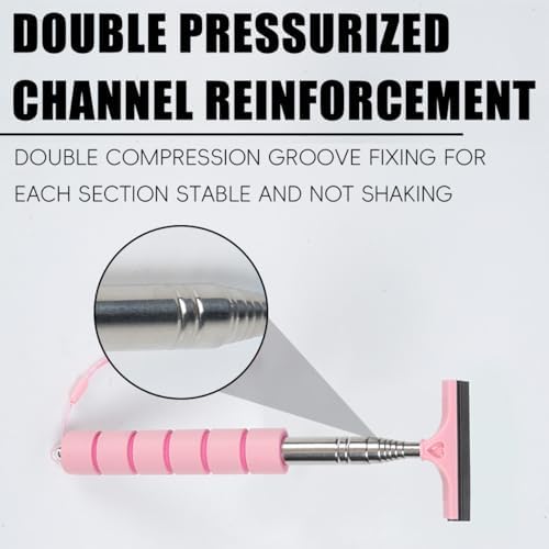 Bittwee 2PCS Car Side Mirror Squeegee, Retractable Auto Rearview Mirror Wiper, All-Purpose Window Squeegee for Cleaning Shower Glass Door, Vehicle Accessories Universal Fit（Pink） - Image 5