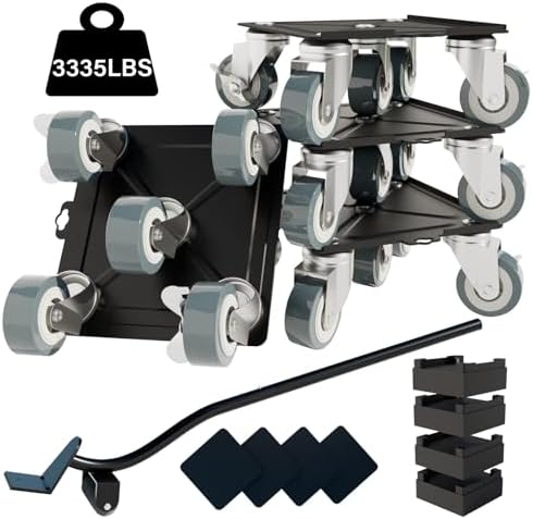 Furniture-Dolly-Furniture-Movers-with-5-Wheels, Furniture Sliders Large Size Carbon Steel Panel Lifter Tool for Moving Heavy Furniture, Furniture Dollies with 2 Brakes, Max Capacity 3335 Ibs by KAZBFDUBGivesLovetoFamily