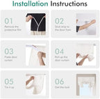 NICETOWN Cream White Linen Door Curtain 72 inch Long, W30 x L72 Room Darkening Window Treatment for French Door Window, Privacy and Light Filtering Tie Up Shades, 1 Panel - Image 6