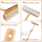 Reallnaive 1 Pack 37 Inch Wood Handle Pizza Oven Brush with Scraper - Image 4