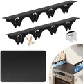 Silicone Stove Gap Covers with Stainless Steel, Oven Gap Filler Seals Gaps Between Stovetop and Counter, Stove Gap Guards Range Trim Kit, Easy to Clean Stove Gap Guard (Black 2 Pack,21" with mat) by YUHFERA