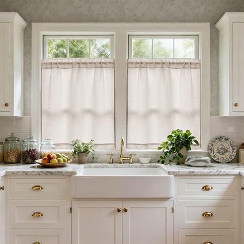 40 Inch Short Linen Curtains 2 Panels Rod Pocket for Small Window - Image 5