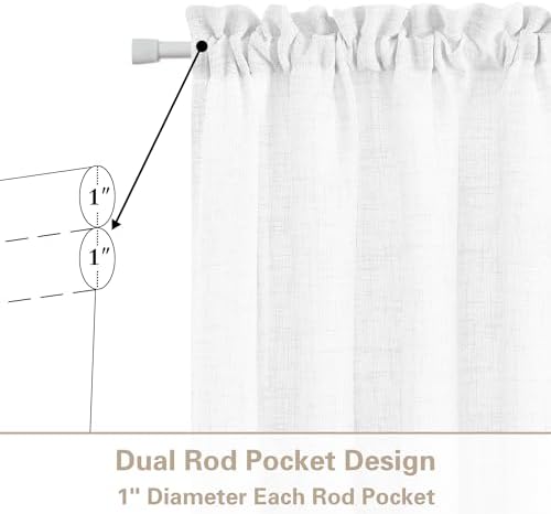 White Linen Door Short Curtains 40 Inch Length for Front French Door - Image 2