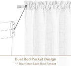 White Linen Door Short Curtains 40 Inch Length for Front French Door - Image 2
