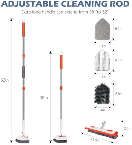 SetSail 4-in-1 Tile Tub Floor Scrubber with Floor Scrub Brush, Orange - Image 2