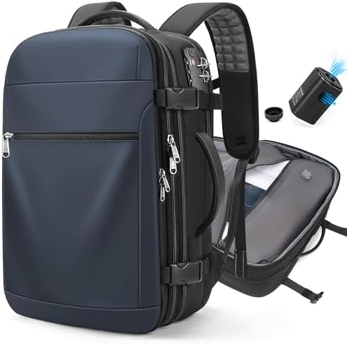 POSO Vacuum Backpack Travel, 60L Expandable Vacuum Seal Backpack with Pump & Laptop Compartment (Fits 17") by POSO