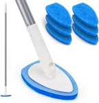 Shower Scrubber, Bathroom Tub and Tile Cleaner Brush with Long Handle, 47'' Bathtub Cleaning Tool with 6 Refill Pads by KeFanta
