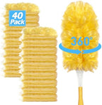 Heavy Duty Duster Refills for Swiffer Duster (40 Count) | 360° Unscented Disposable Multisurface Dusters with 1 Handle- for Home, Blinds, Fans & Corners, Yellow by EKACO