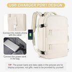 Beige Large Travel Backpack For Women Men Airline Approved Personal Item Backpack For Airlines Carry On Backpack Flight Approved Waterproof Backpack For Traveling On Airplane Weekender Travel Bag - Image 7