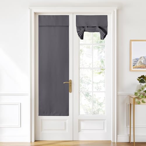 NICETOWN Grey French Blackout Door Curtain for Front Back Window Cover by NICETOWN