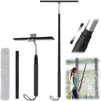 Long Handle Shower Squeegee for Glass Doors, 15-51" Telescopic Window Squeegee with Extension Pole, 2-1 Extendable Bathroom Squeegee with Fiber Scrubber for Shower Glass, Mirrors, Tile Walls & Windows by RakovarBaking