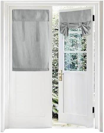RYB HOME Short Faux Linen Blended Window Curtains for Bedroom - Light Filtering Small Window Draperies Privacy for Kitchen Dinning Home,1 Panel, 26W x 40L inches,Light Grey by RYBHOME