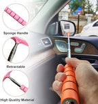 Dickno Car Side Mirror Squeegee, 35.6'' Retractable Rearview Mirror Wiper, Mini Portable Auto Window Squeegee Cleaner, Universal Vehicle Glass Cleaning Tool for Rainy Foggy Weather (Pink) - Image 5