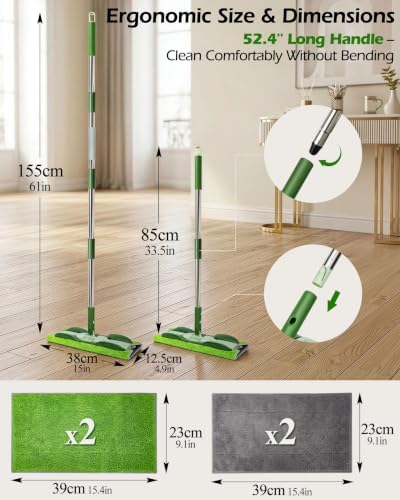 Microfiber Mop - Flat Floor Mops Wet Dry Dust Mop with 4 Washable Pads - Image 2