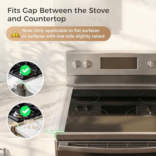 Silicone Stove Gap Covers with Stainless Steel, Oven Gap Filler Seals Gaps Between Stovetop and Counter, Stove Gap Guards Range Trim Kit, Easy to Clean Stove Gap Guard (Clear 2 Pack,25") - Image 6